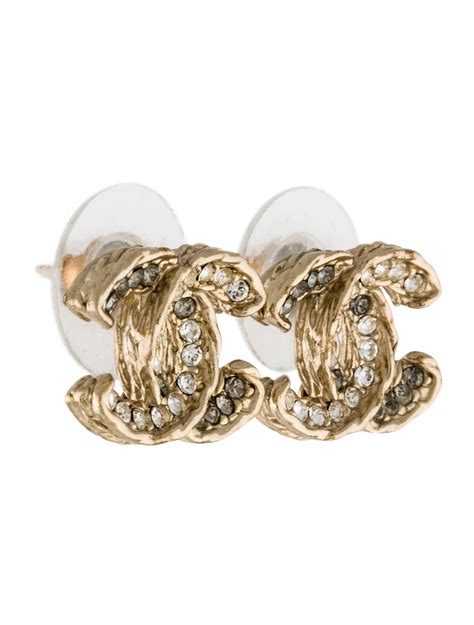 chanel cc crystal logo stud earrings with pearl|chanel crystal logo stud earrings.